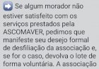 ASCOMAVER manda devolver lotes; ONG enfrenta e defende moradores